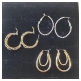 3 prs Fashion Hoop Earrings