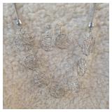 Silver Colored Necklace and earring set