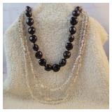 Wood Bead Necklace and 3 Strands of Shell
