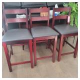 Mahogany black cushion barstools with backs