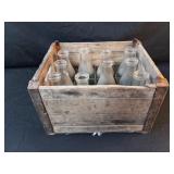 Vintage Wooden Milk Crate with 10 Klondike Farms