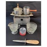 2 sets of sugar and milk containers,  stainless