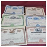 Group of Stock Certificates 1960
