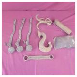 Box Lot Metal Items - Ax Head, Hook, treble hook