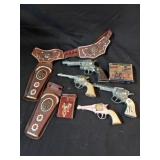 Grouping of Toy Cap Gun Pistols and Holsters