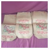Approx 60 York Mill Co Corn Meal Bags