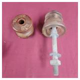 Insulators - 1 ceramic, 1 glass with metal rod