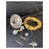 Box lot of misc items including extension cord,