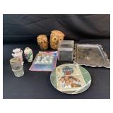 Box lot of misc items including plate by Norman
