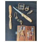 Lot of misc items-grooming kit, toy propeller etc
