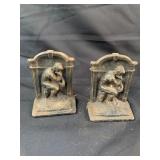 Vintage Bronze Finish Thinker Bookends, Heavy