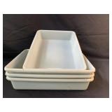 4 Grey plastic tubs 19x14x4