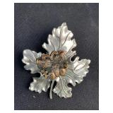 Vintage from 1990s leaf with butterfly scarf clip