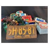 Cal license tag 1929 and assortment  Vintage