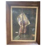 Violin picture in antique frame 22Wx28L