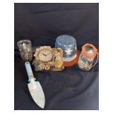 Box Lot of Miscellaneous Items, Axe Head, Mantle