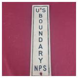 Metal US Boundary NPS sign