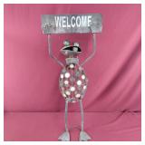 Metal Frog Welcome Yard Decor