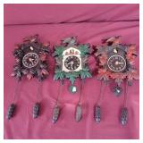 3 Plastic Cuckoo Clocks