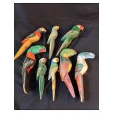 Box Lot of Wooden Parrots