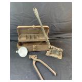 Vintage metal cutting tool old tool box and misc