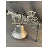 Vintage Cast Iron Horse and Buggy Bell Wall Mount
