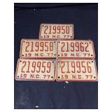 5 Small NC Motorbike License Plates