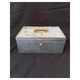 Grey Metal Tool Box Locked