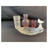 Lot of various glass pieces and candle stock misc