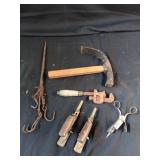 Lot of Vintage Tools - Hammer, Monkeywrench,