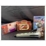 Box lot of headlamp, usb butt, tire gauge,