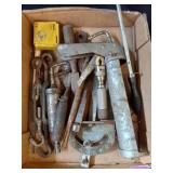 Box Lot of Miscellaneous Tools and Scale Hooks