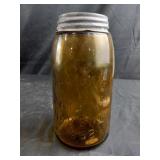Amber Colored Masons Patent Nov 30th 1858 Jar