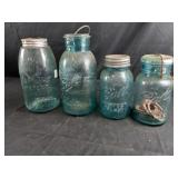 4 Mason Jar Canisters - 1 Mason with Open Lip - 3