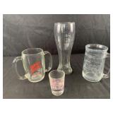 Lot of 4 adult beverage glasses 1 shot glass