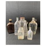 Various pancake syrup bottles, large Ball mason