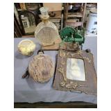 Wood Covered Canteen, Apple Pealer, Old Frame,