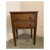 Antique 2 drawer side table 20Wx29Hx15D