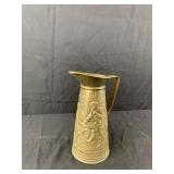 Vintage brass small pitcher w/pub scene, England