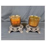 Amber Glass Candle Holders 7" tall