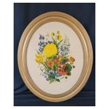 Flowers Print in Oval Frame 23.5"t 19.5w