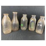 5-Vintage 1-quart glass Milk jars