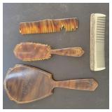 Lucite Mirror, Brush, and Comb (broken teeth)