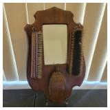 Vintage Grooming mirror with brushes
