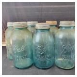 7 Blue Ball half gallon Jars with Zinc Lids