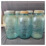 7 Half Gallon Blue Ball Jars with Zinc Lids