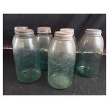 6 Blue Ball Mason Jars