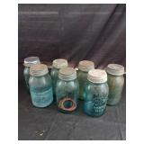 7 Blue Perfect Mason Ball Jars