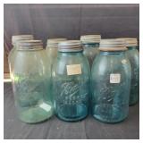 7 Blue Ball half gallon Jars with Zinc Lids