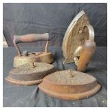 2 Dover Sad Iron Bases with one handle, 1 Knapp